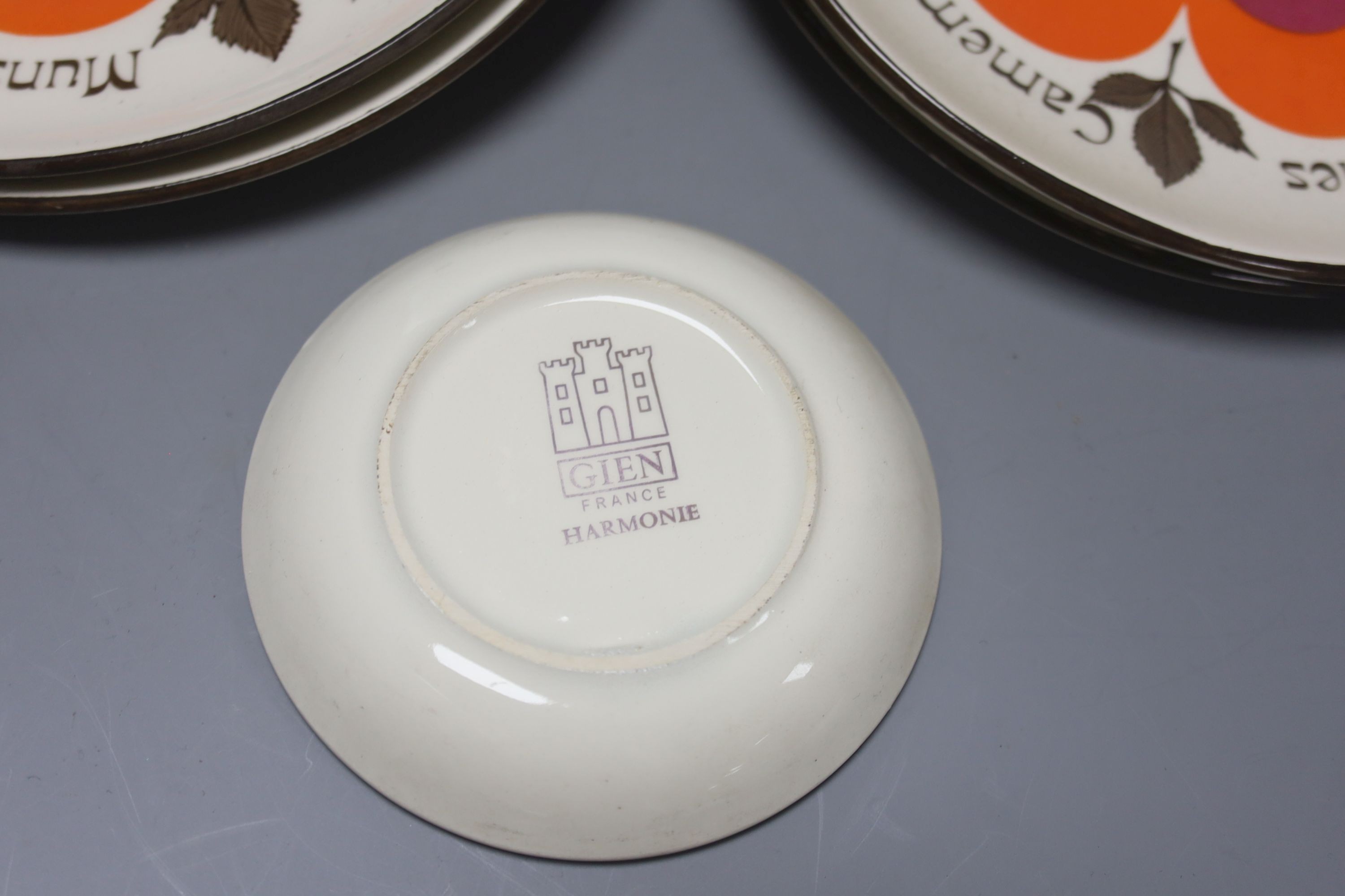 A 1960s Gien Harmonie earthenware cheese service